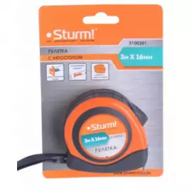 Рулетка Sturm 3100301 (3м х 16 мм/автостоп/2ой зацеп/обрез. корп.)